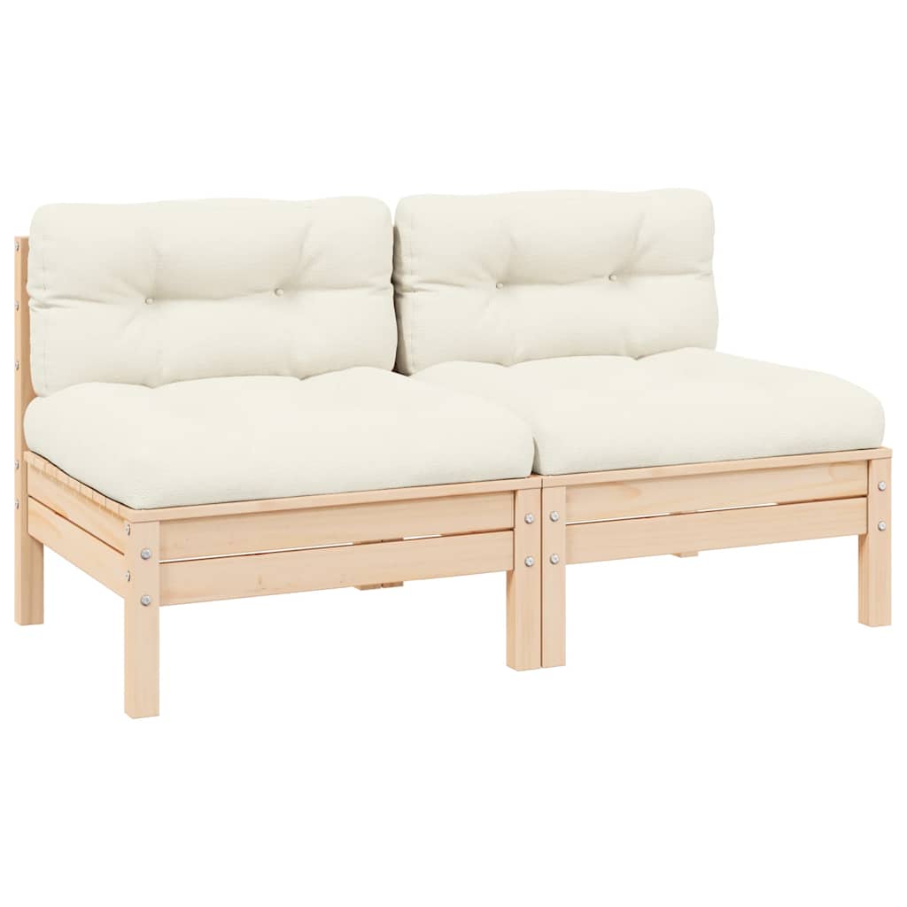 vidaXL 2-osobowa sofa ogrodowa z kremowymi poduszkami, drewno sosnowe