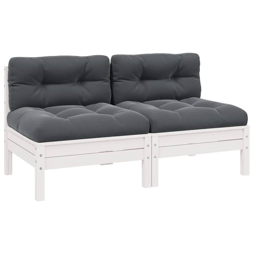 vidaXL 2-osobowa sofa ogrodowa z poduszkami, biaa, drewno sosnowe