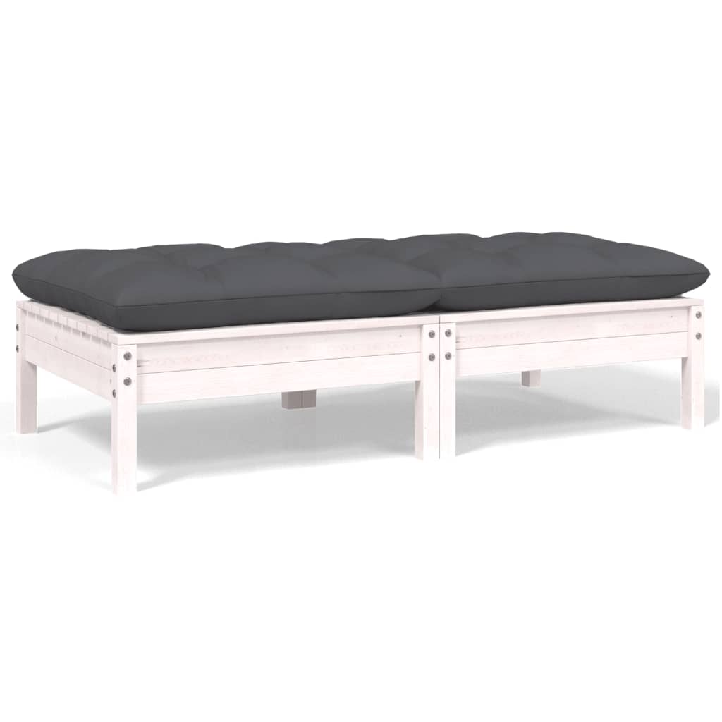 1424491 2 Seater Garden Sofa with White Pine Wood Pillows-