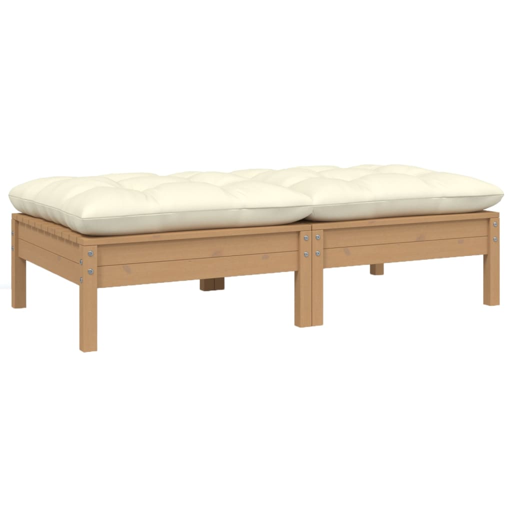 vidaXL 2-osobowa sofa ogrodowa z kremowymi poduszkami, drewno sosnowe