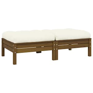 Vrtni kavč dvosed s krem blazinami trdna borovina