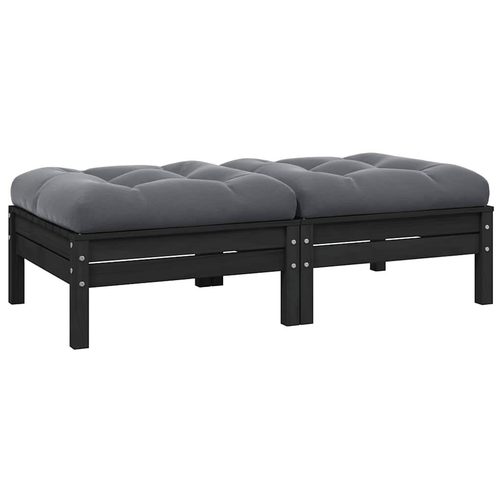 vidaXL Gartensofa 2-Sitzer mit Kissen in Schwarz Massivholz Kiefer