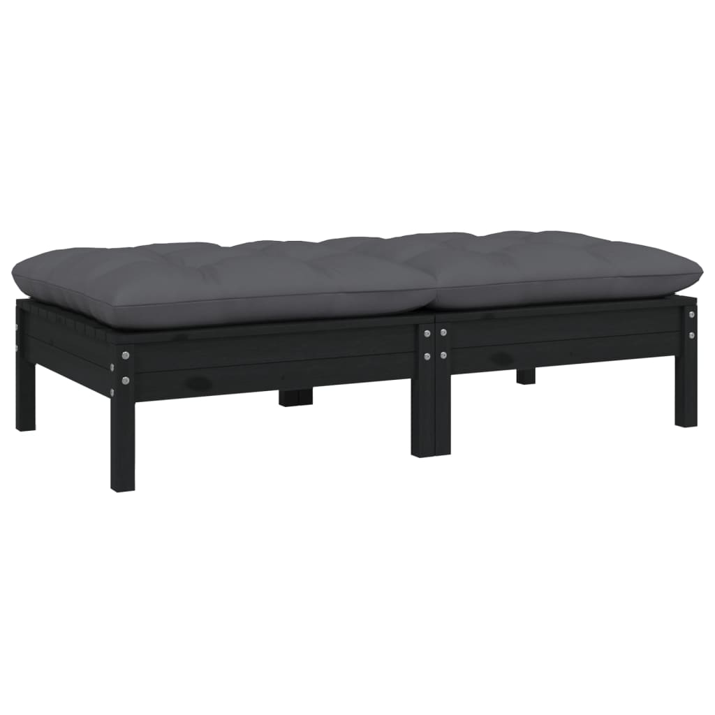 Thumbnail - vidaXL Gartensofa 2-Sitzer mit Kissen in Schwarz Massivholz Kiefer