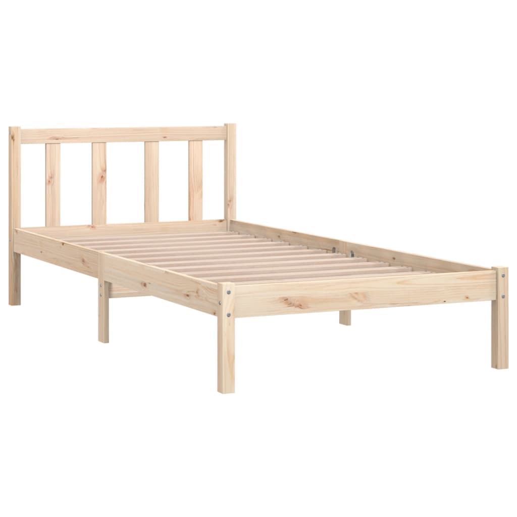 vidaXL Bedframe massief grenenhout zwart 75x190 cm afbeelding