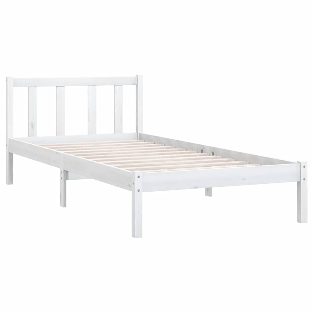 vidaXL Sängynrunko valkoinen täysi mänty 75x190 cm Small Single
