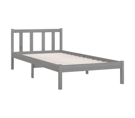 vidaXL Sengeramme grå heltre furu 75x190 cm Small Single