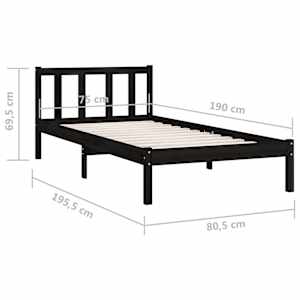 Rám postele černý masivní borovice 75 x 190 cm malé jednolůžko - obrázek 9