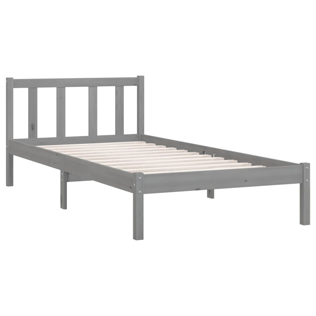 

vidaXL Bedframe massief grenenhout grijs 90x190 cm 3FT Single