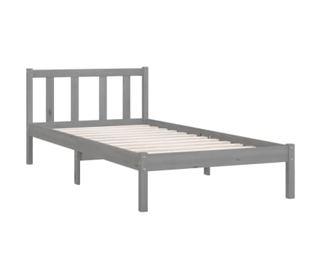 vidaXL Sengeramme grå heltre furu 90x190 cm Single