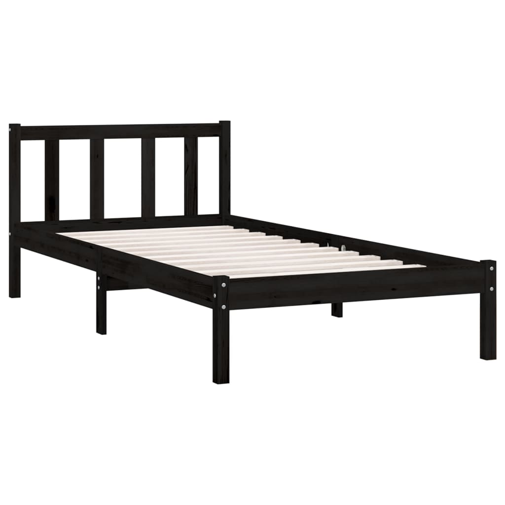 

vidaXL Bedframe massief grenenhout zwart 90x190 cm 3FT Single