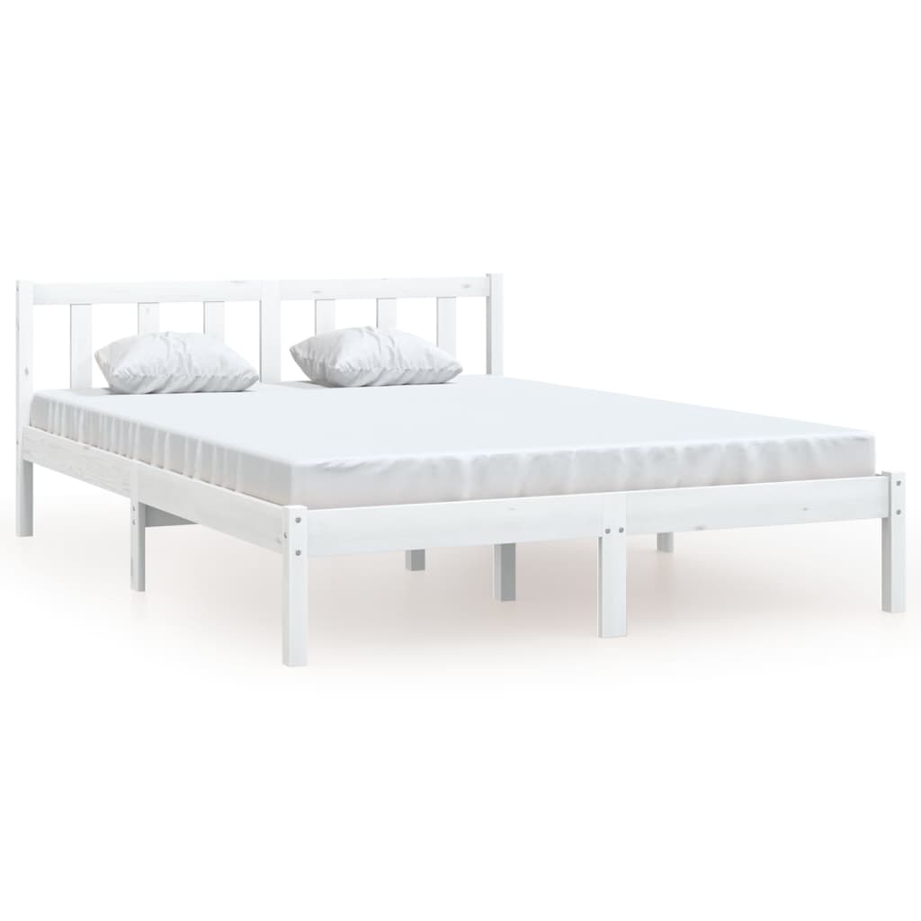 Cadru de pat mic dublu, alb, 120x190 cm, lemn masiv de pin