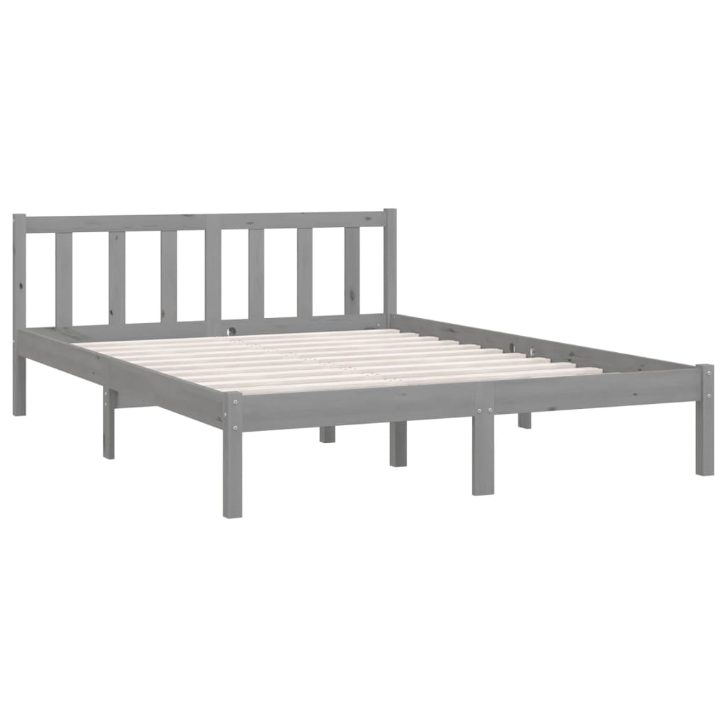 

vidaXL Bedframe massief grenenhout grijs 120x190 cm 4FT Small Double