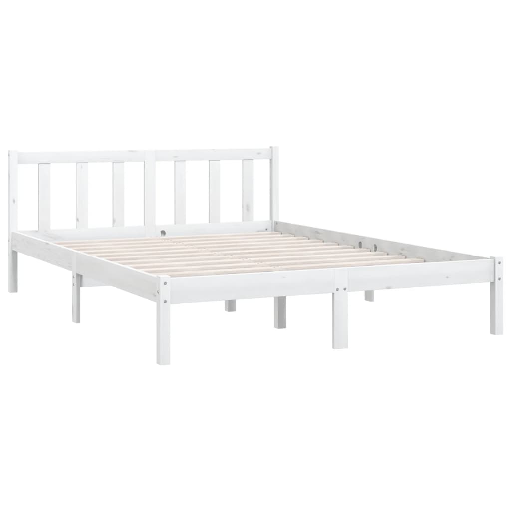 

vidaXL Bedframe massief grenenhout wit 135x190 cm 4FT6 Double