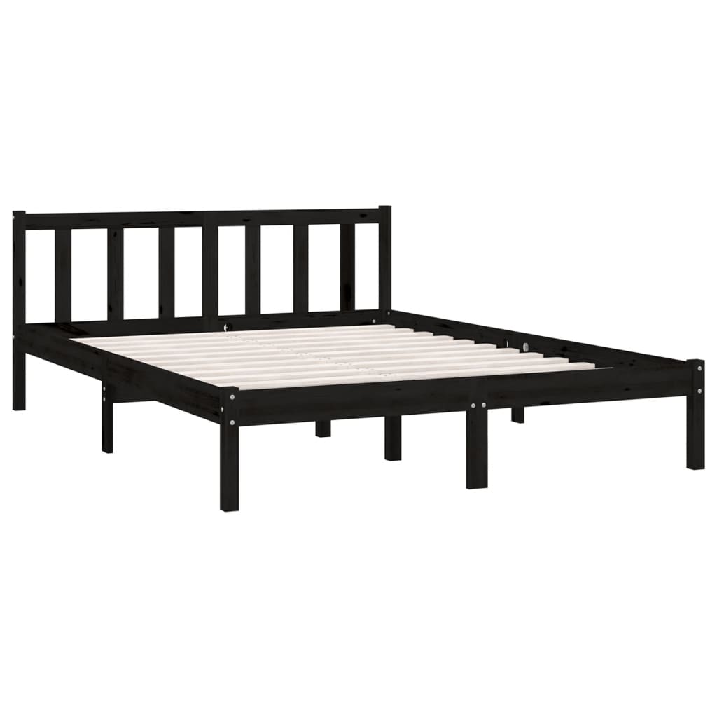 

vidaXL Bedframe massief grenenhout zwart 135x190 cm 4FT6 Double