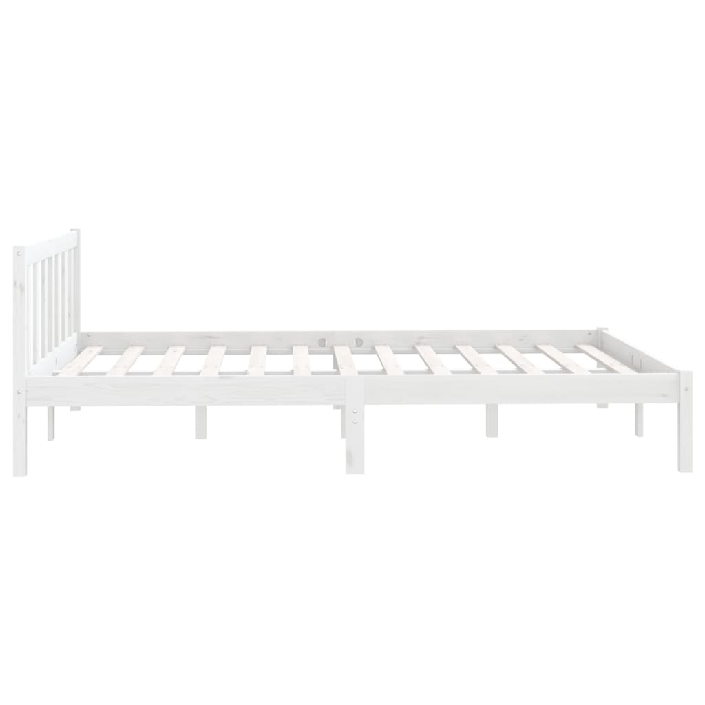 Cadru de pat, alb, 140x190 cm, lemn de pin masiv
