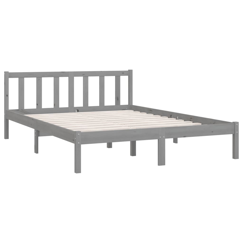 

vidaXL Bedframe massief grenenhout grijs 140x190 cm