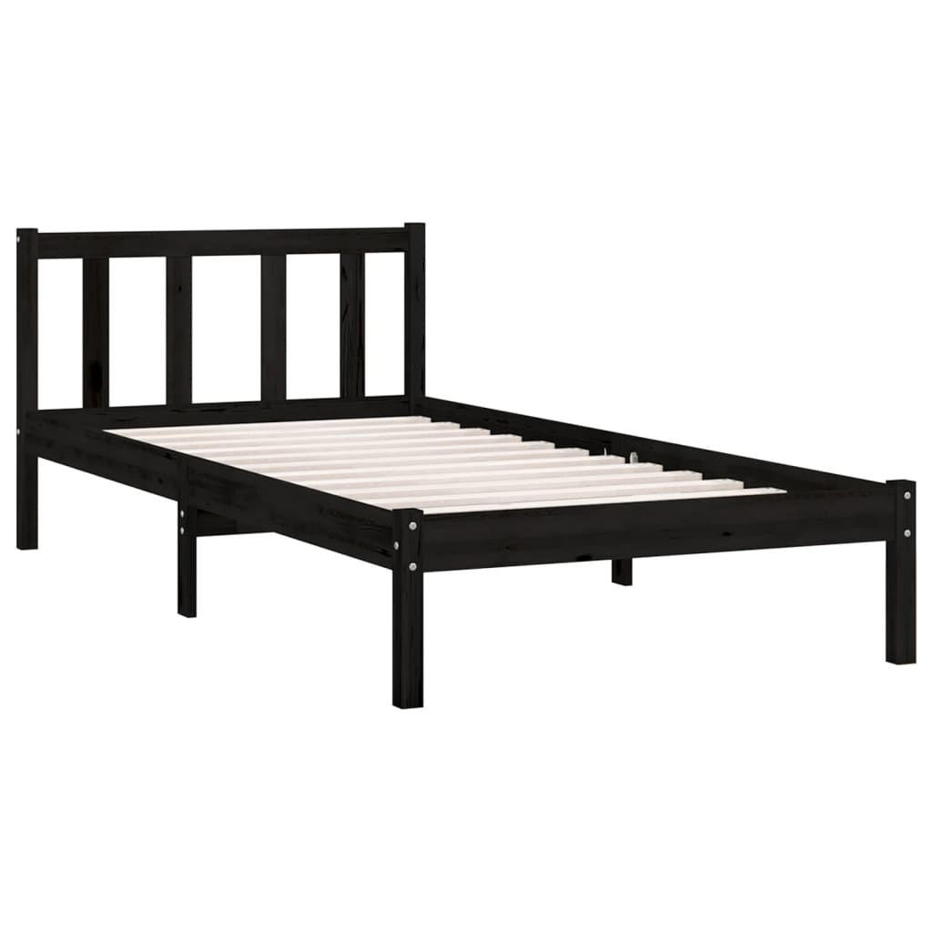 

vidaXL Bedframe massief grenenhout zwart 90x200 cm