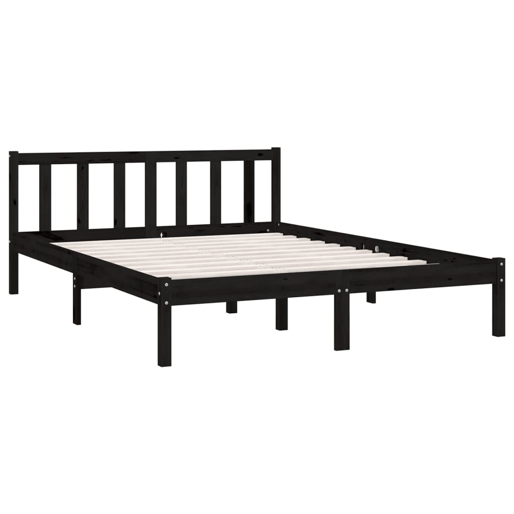

vidaXL Bedframe massief grenenhout zwart 120x200 cm