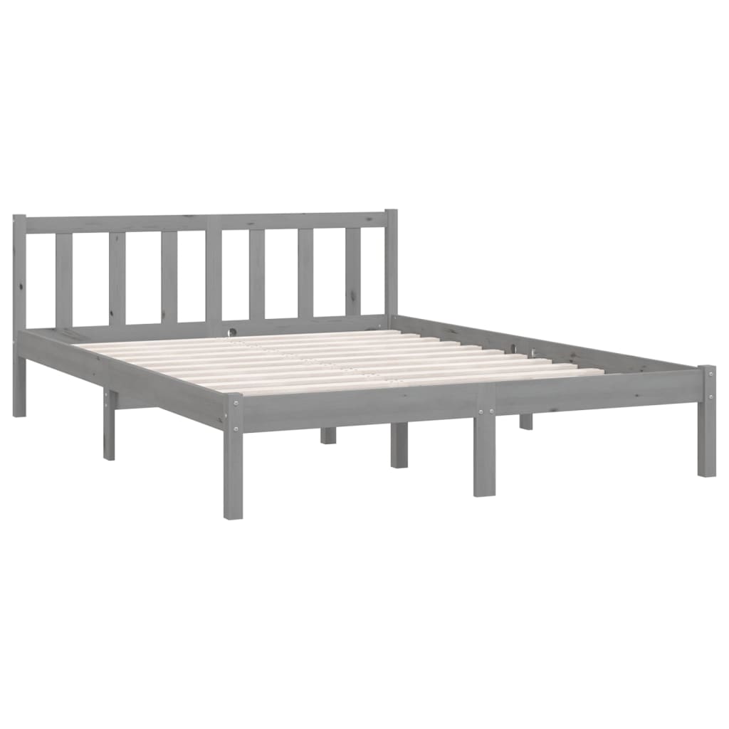 

vidaXL Bedframe massief grenenhout grijs 150x200 cm 5FT King Size