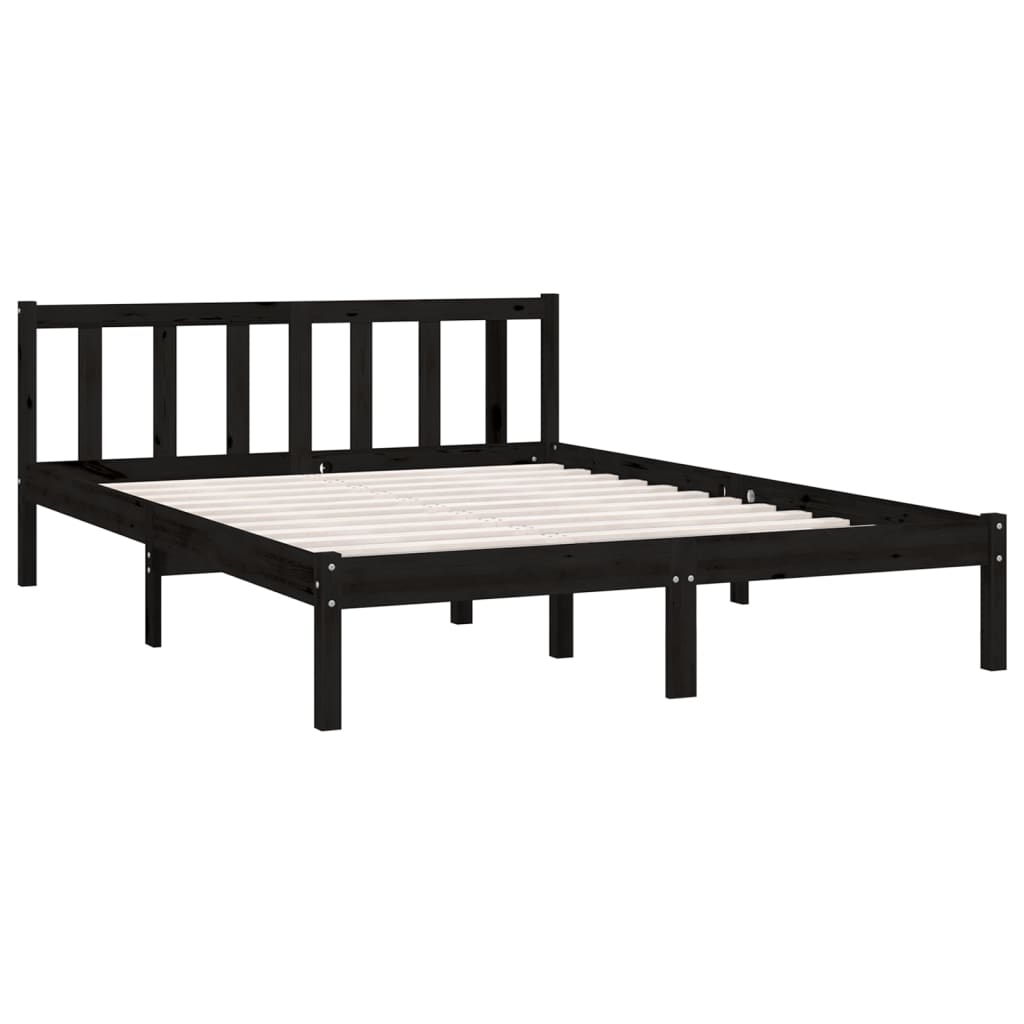 

vidaXL Bedframe massief grenenhout zwart 150x200 cm 5FT King Size