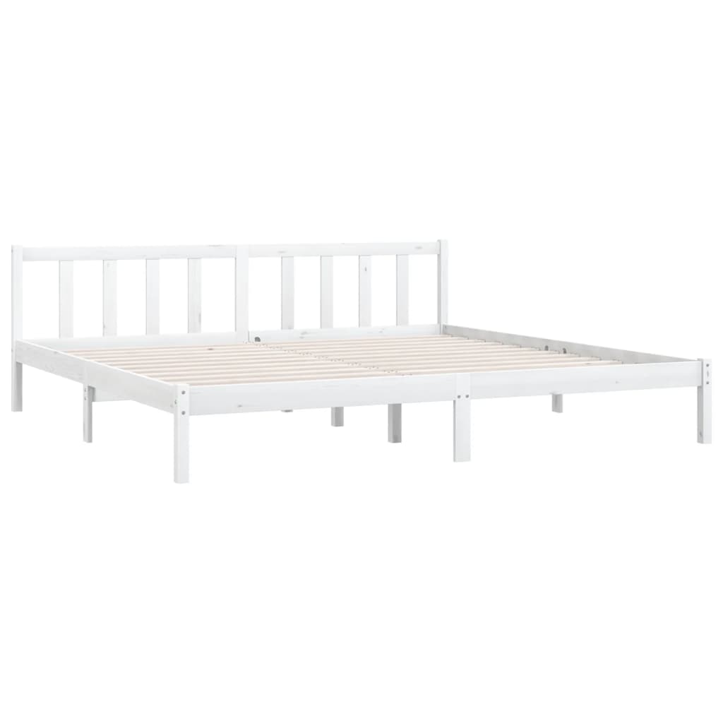 Cadru de pat Super King, alb, 180x200 cm, lemn masiv de pin