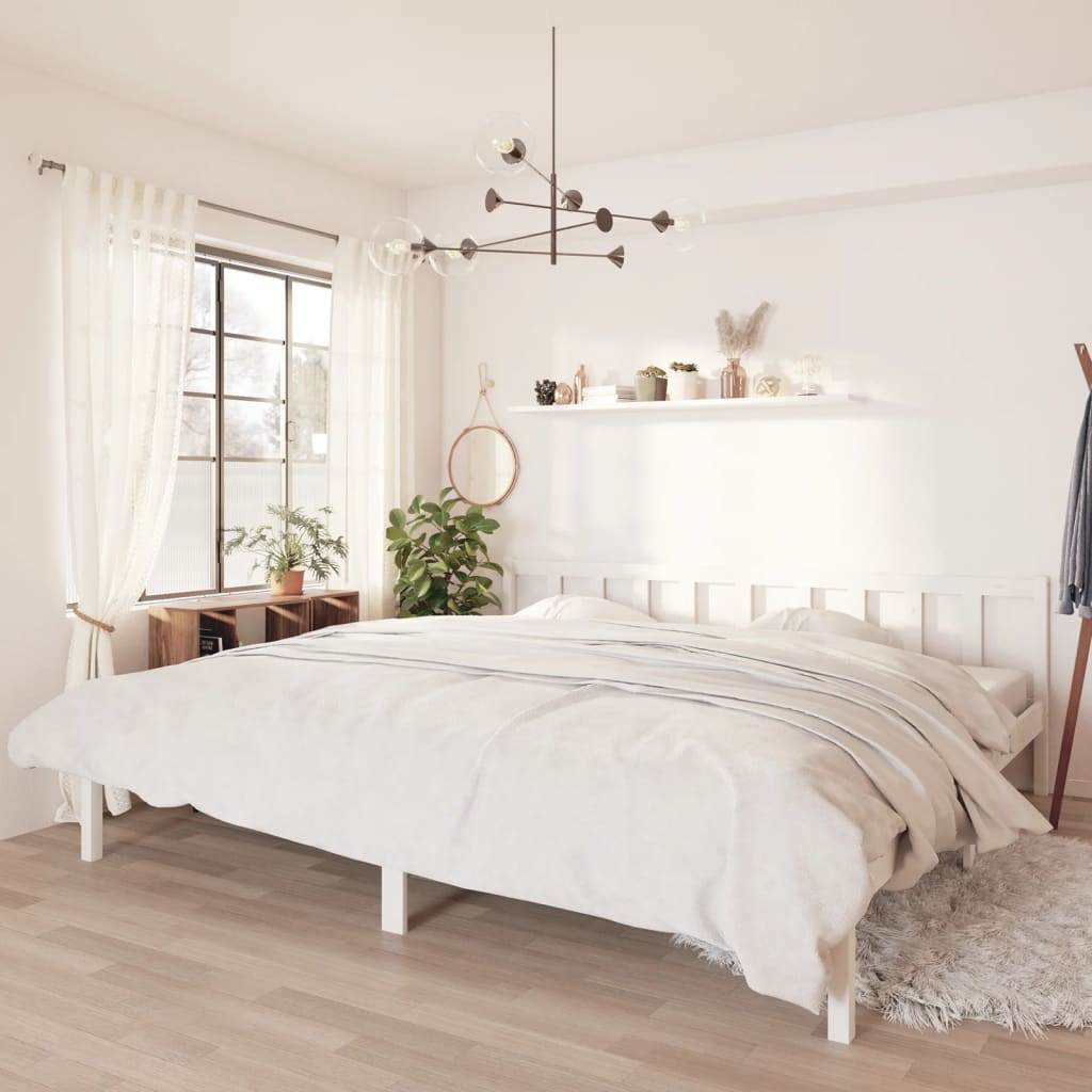 vidaXL Cadru de pat, alb, 200×200 cm, lemn masiv de pin Mobila Laguna imagine noua