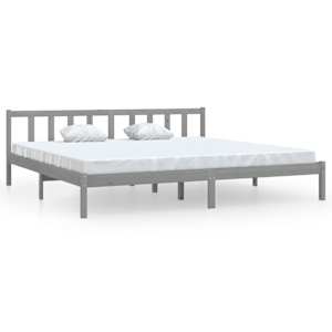 Rám postele šedý masivní borové dřevo 200 x 200 cm - obrázek 2