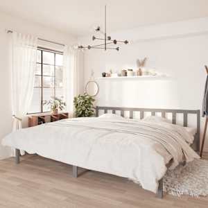 Rám postele šedý masivní borové dřevo 200 x 200 cm - obrázek 1