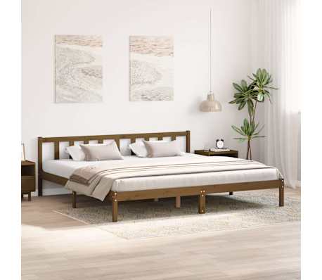 vidaXL Cadre de lit sans matelas marron miel bois massif 200x200 cm