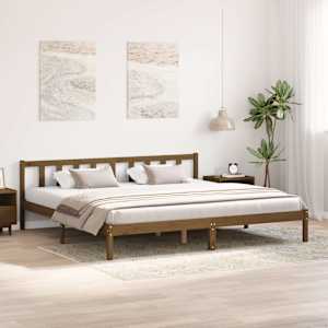 vidaXL Cadre de lit sans matelas marron miel bois massif 200x200 cm