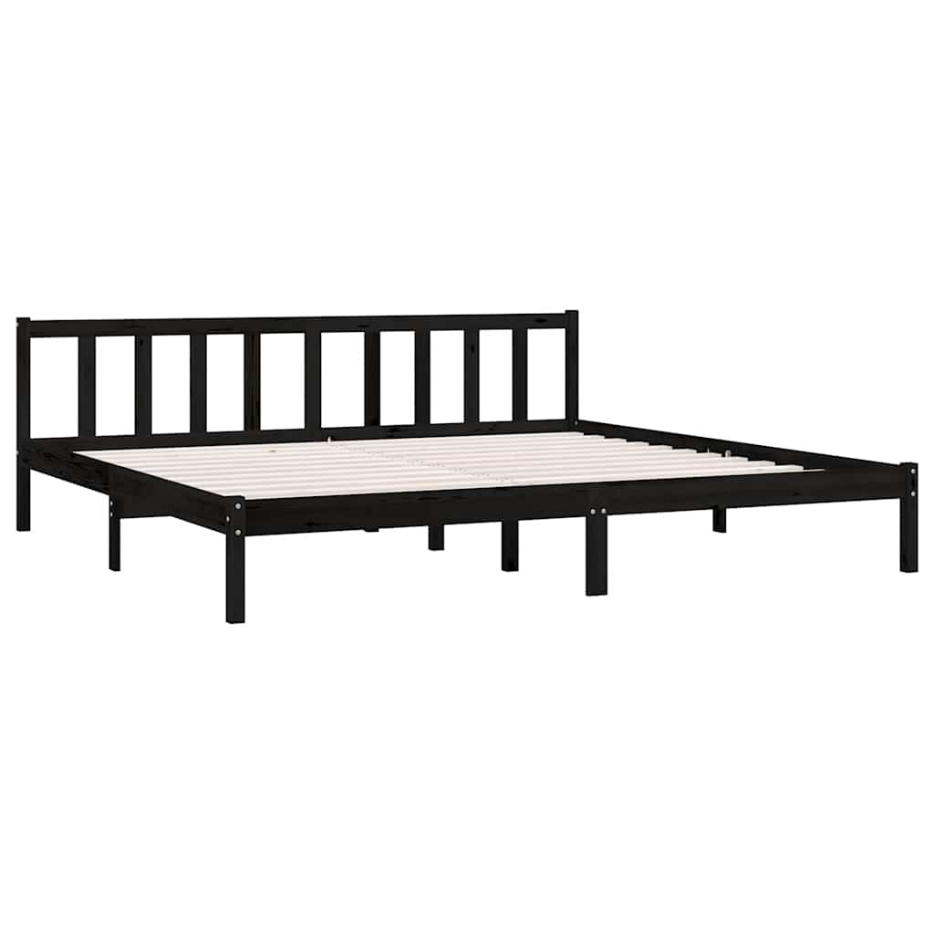 vidaXL Sängynrunko musta täysi mänty 200x200 cm