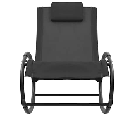 vidaXL Chaise longue avec oreiller acier et textil&egrave;ne noir