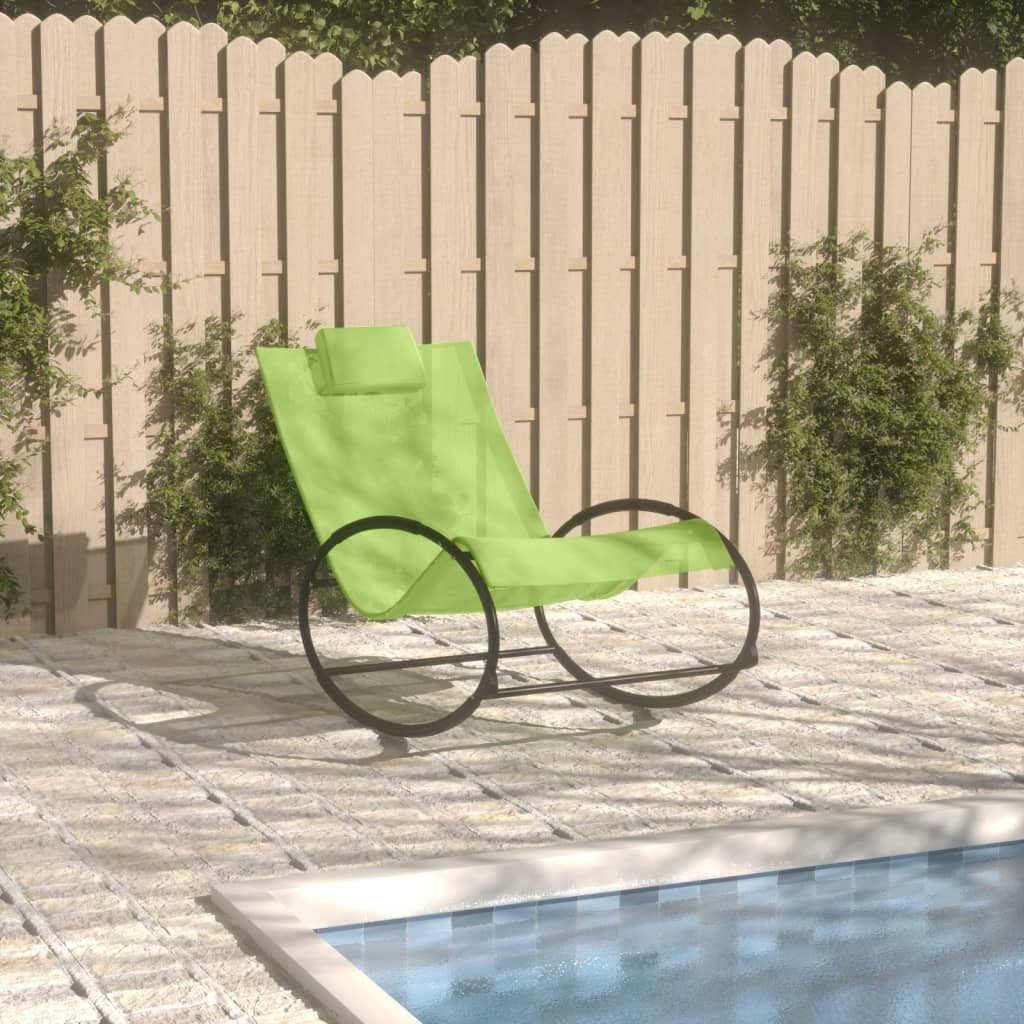 vidaXL Chaise longue avec oreiller Acier et textilène Vert