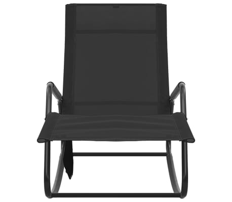vidaXL Chaise longue Acier et textil&egrave;ne Noir