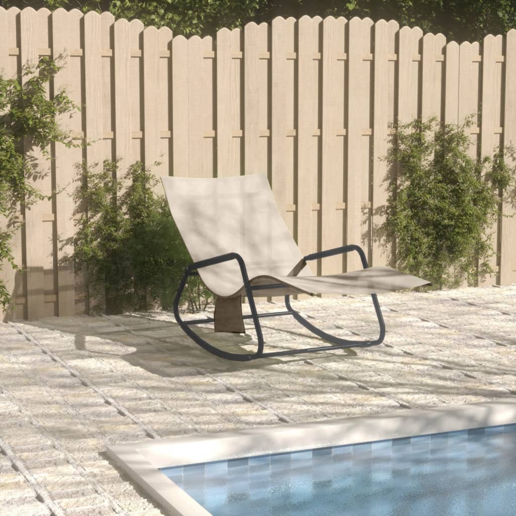 vida XL Sonnenliege Stahl und Textilene Creme