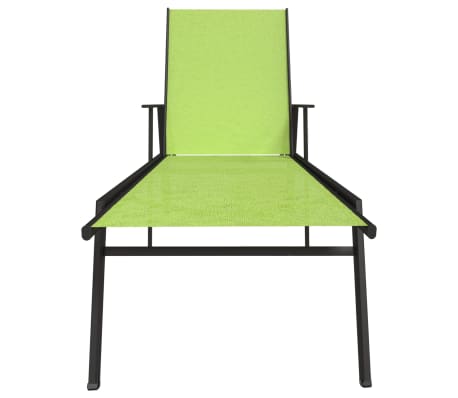 vidaXL Шезлонг, стомана и плат textilene, зелен