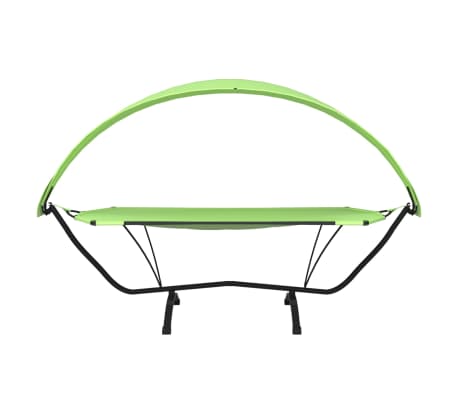 vidaXL Loungebed met luifel staal en oxford stof groen