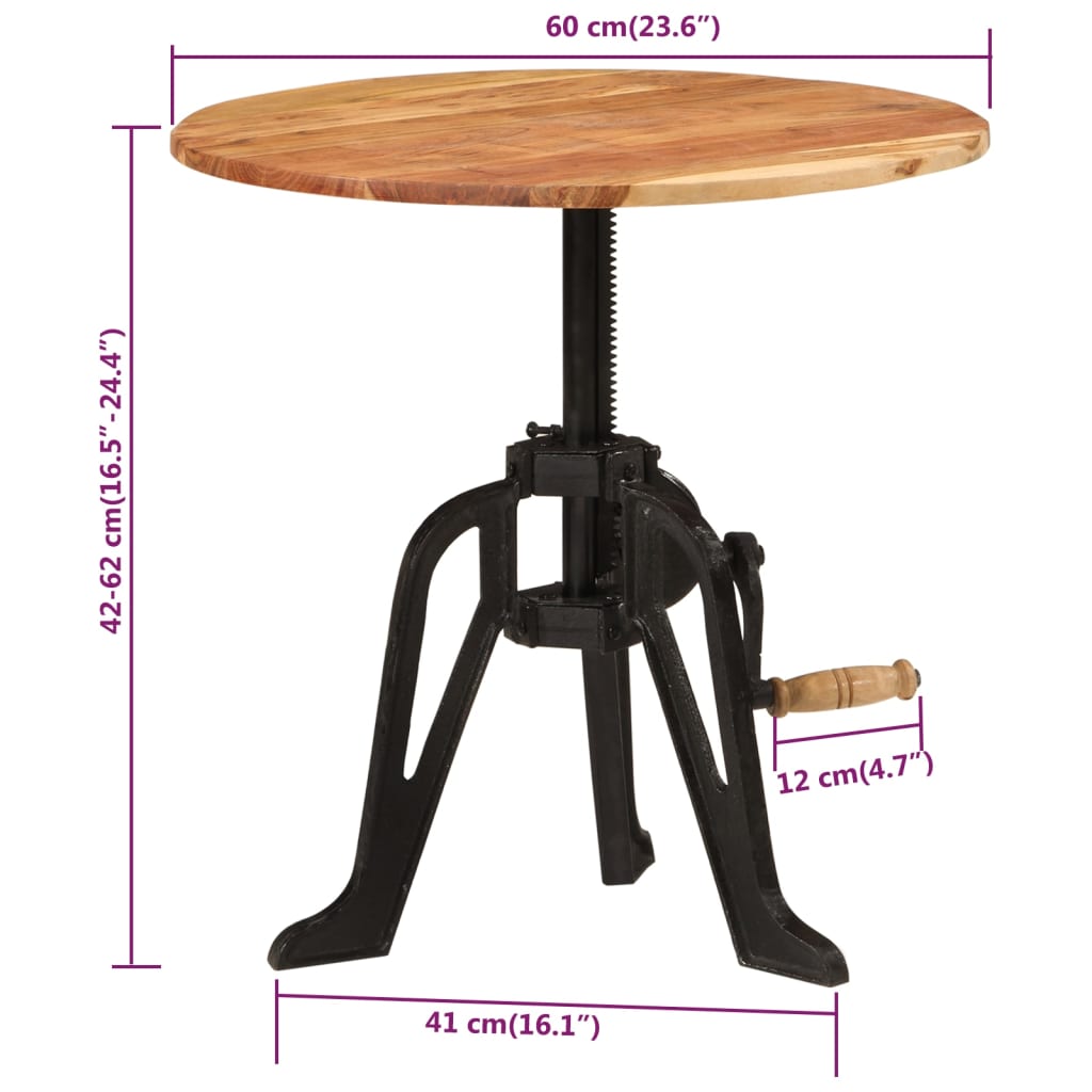 Odkládací stolek 60 x (42–62) cm masivní akácie a litina