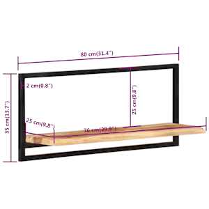 Nástěnné police 2 ks 80 x 24 x 35 cm masivní akácie a ocel - obrázek 7