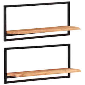 Nástěnné police 2 ks 80 x 24 x 35 cm masivní akácie a ocel - obrázek 10