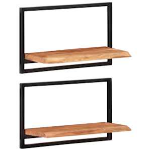 Nástěnné police 2 ks 60 x 25 x 35 cm masivní akácie a ocel - obrázek 11