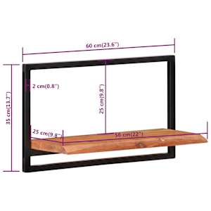 Nástěnné police 2 ks 60 x 25 x 35 cm masivní akácie a ocel - obrázek 7