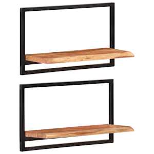 Nástěnné police 2 ks 60 x 25 x 35 cm masivní akácie a ocel - obrázek 8