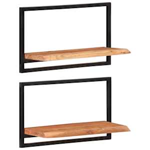 Nástěnné police 2 ks 60 x 25 x 35 cm masivní akácie a ocel - obrázek 9