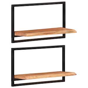 Nástěnné police 2 ks 60 x 25 x 35 cm masivní akácie a ocel - obrázek 10