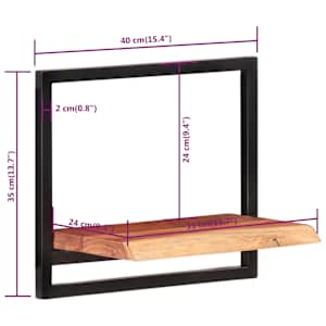 Nástěnné police 2 ks 40 x 24 x 35 cm masivní akácie a ocel - obrázek 7