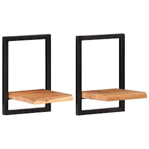Nástěnné police 2 ks 25 x 25 x 35 cm masivní akácie a ocel - obrázek 2