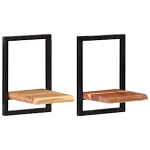 Nástěnné police 2 ks 25 x 25 x 35 cm masivní akácie a ocel - obrázek 9