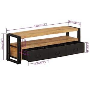 TV skříňka 120 x 30 x 40 cm masivní mangovníkové dřevo - obrázek 8