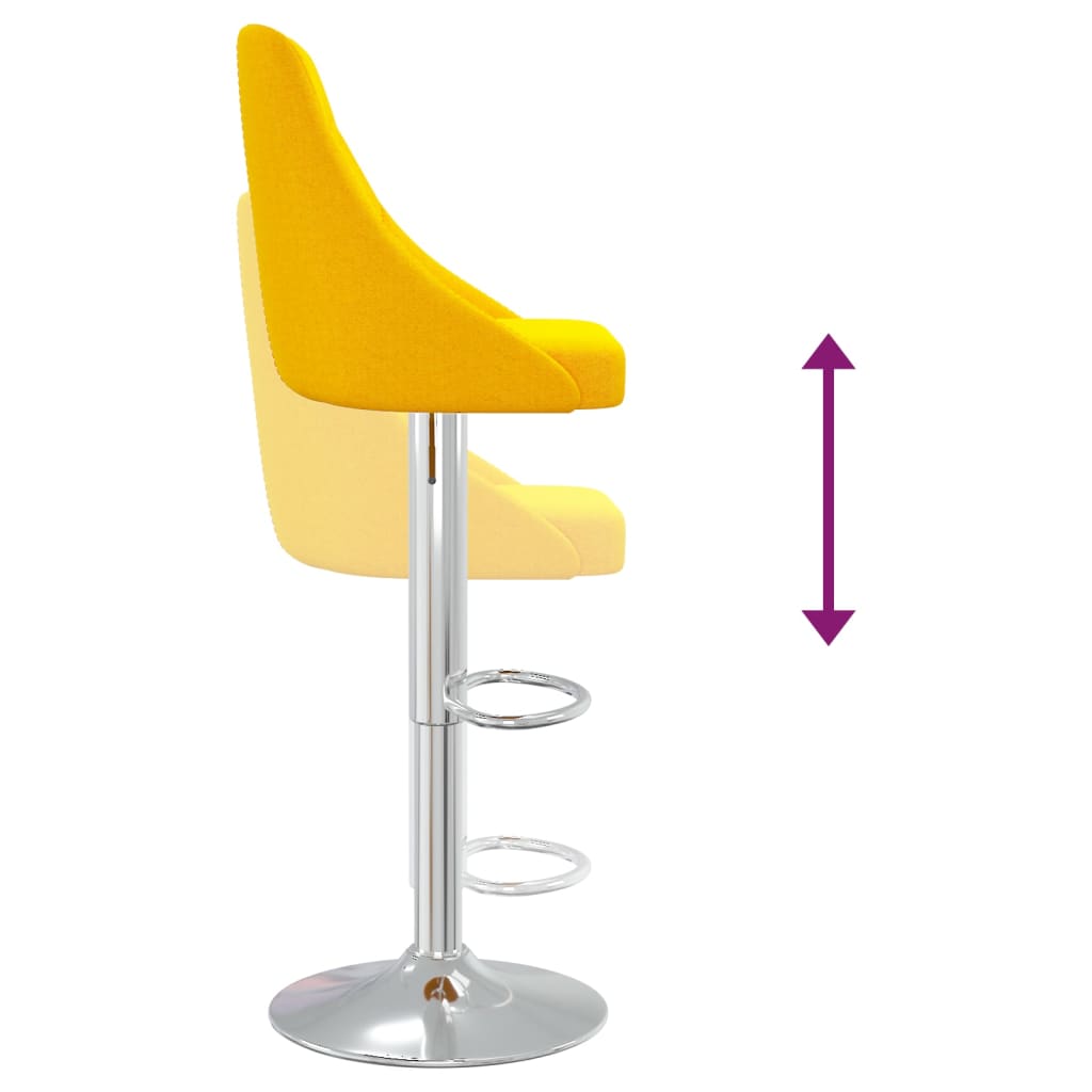 Scaune de bar, 2 buc., galben muștar, material textil